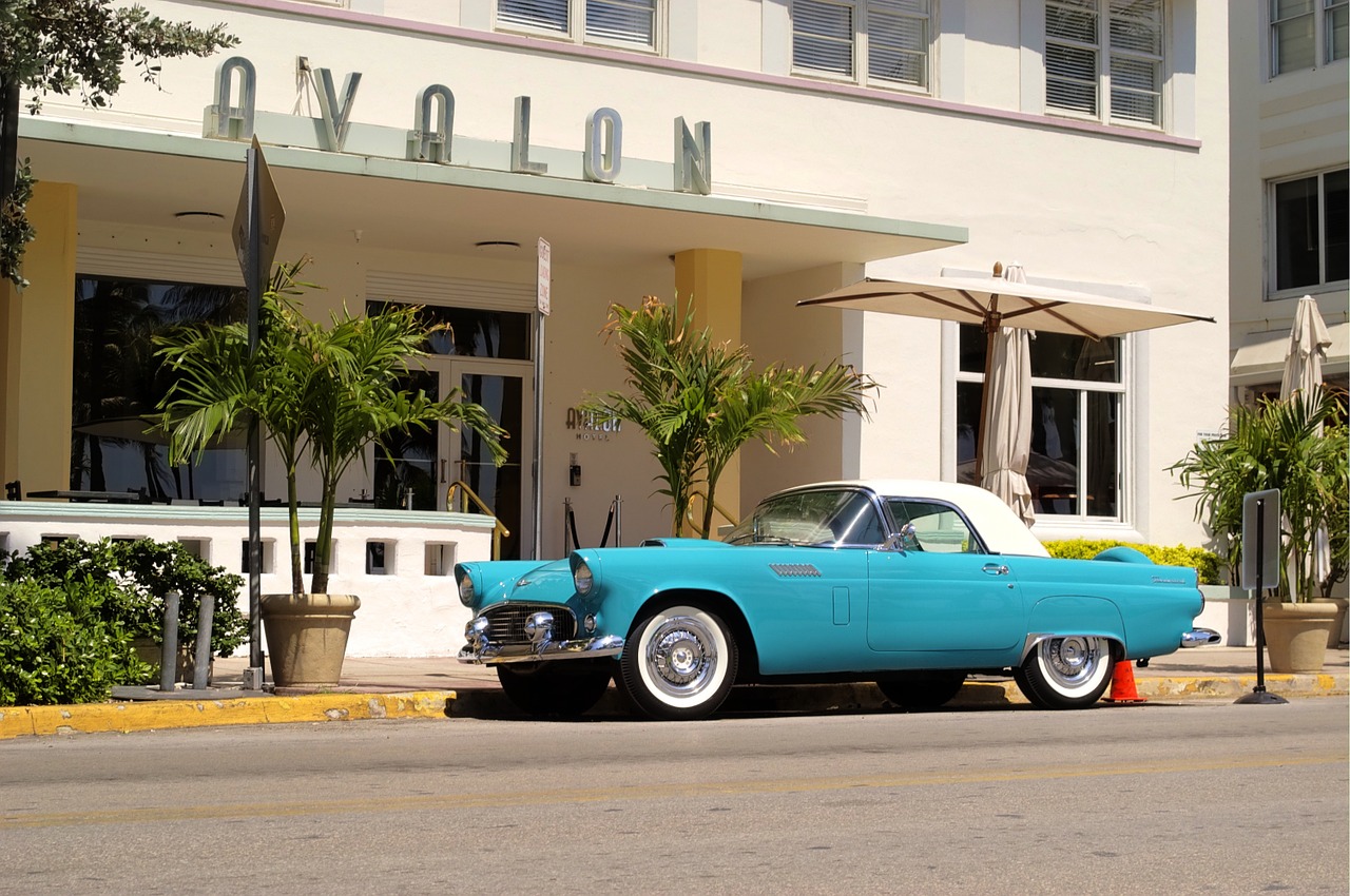 car vintage south beach free photo