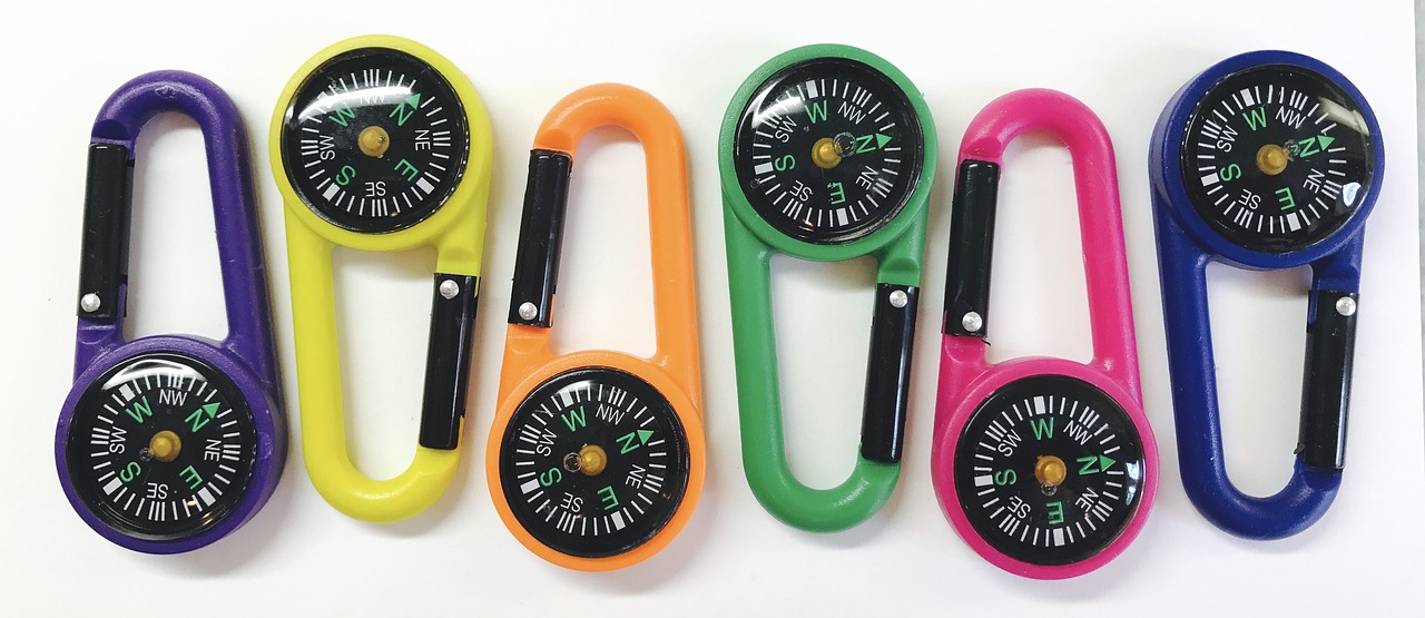 carabiner compass colorful free photo