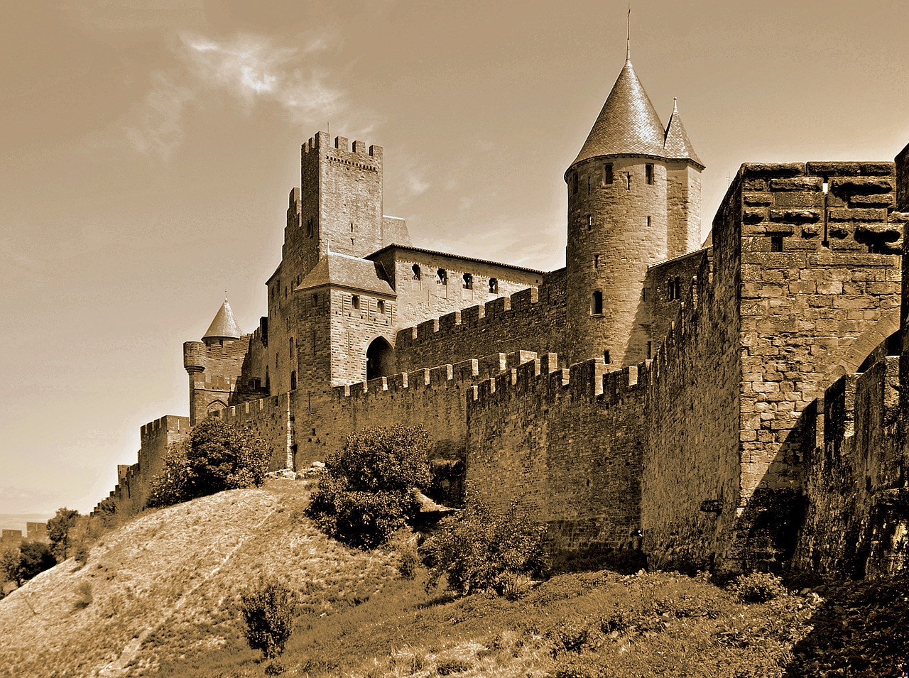 carcassonne france the city walls free photo