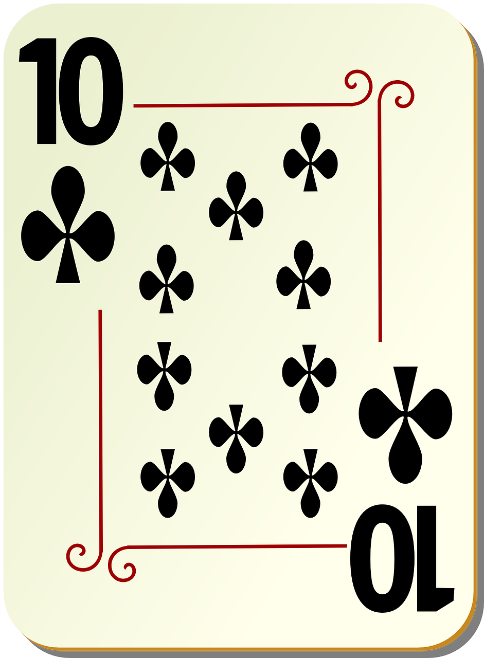 card,clubs,game,deck,10,ten,poker,gambling,blackjack,free vector graphics,free pictures, free photos, free images, royalty free, free illustrations, public domain