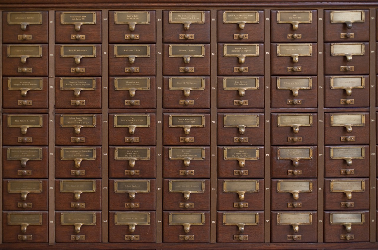 card catalog drawers wood free photo