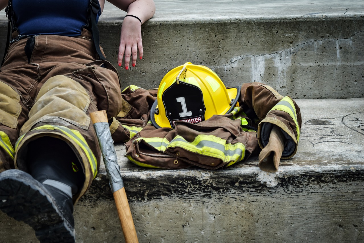 career firefighter relaxing free photo
