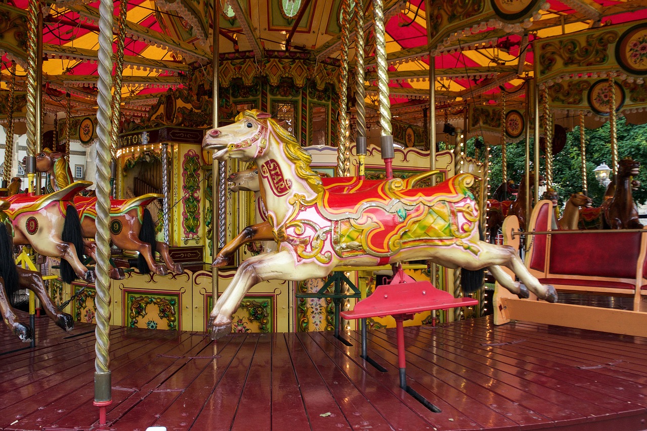 carousel carousel horses wooden horse free photo