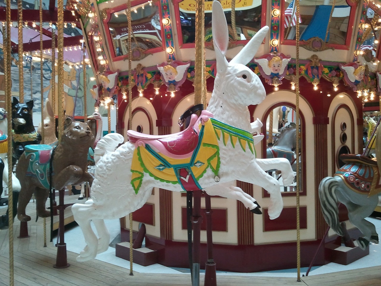 carousel rabbit merry-go-round free photo