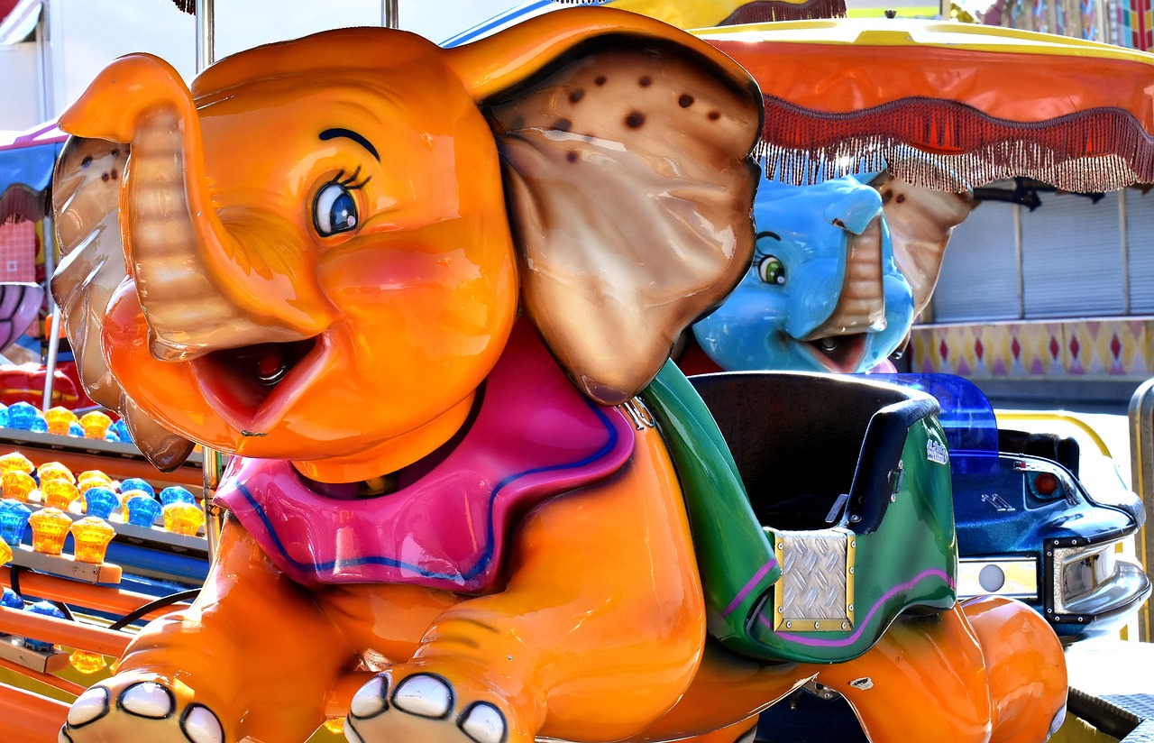 carousel  ride  elephant free photo