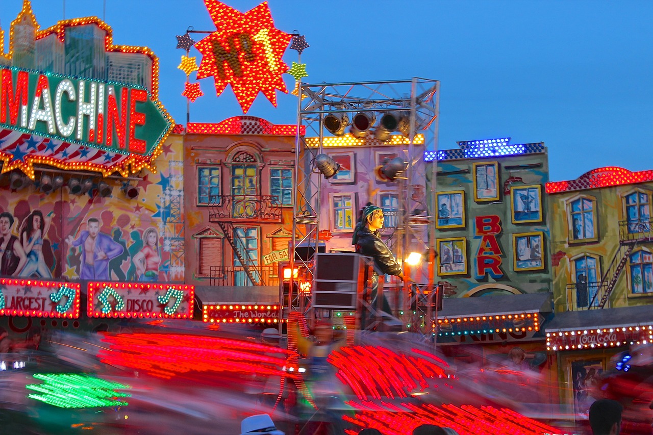 carousel lights year market free photo