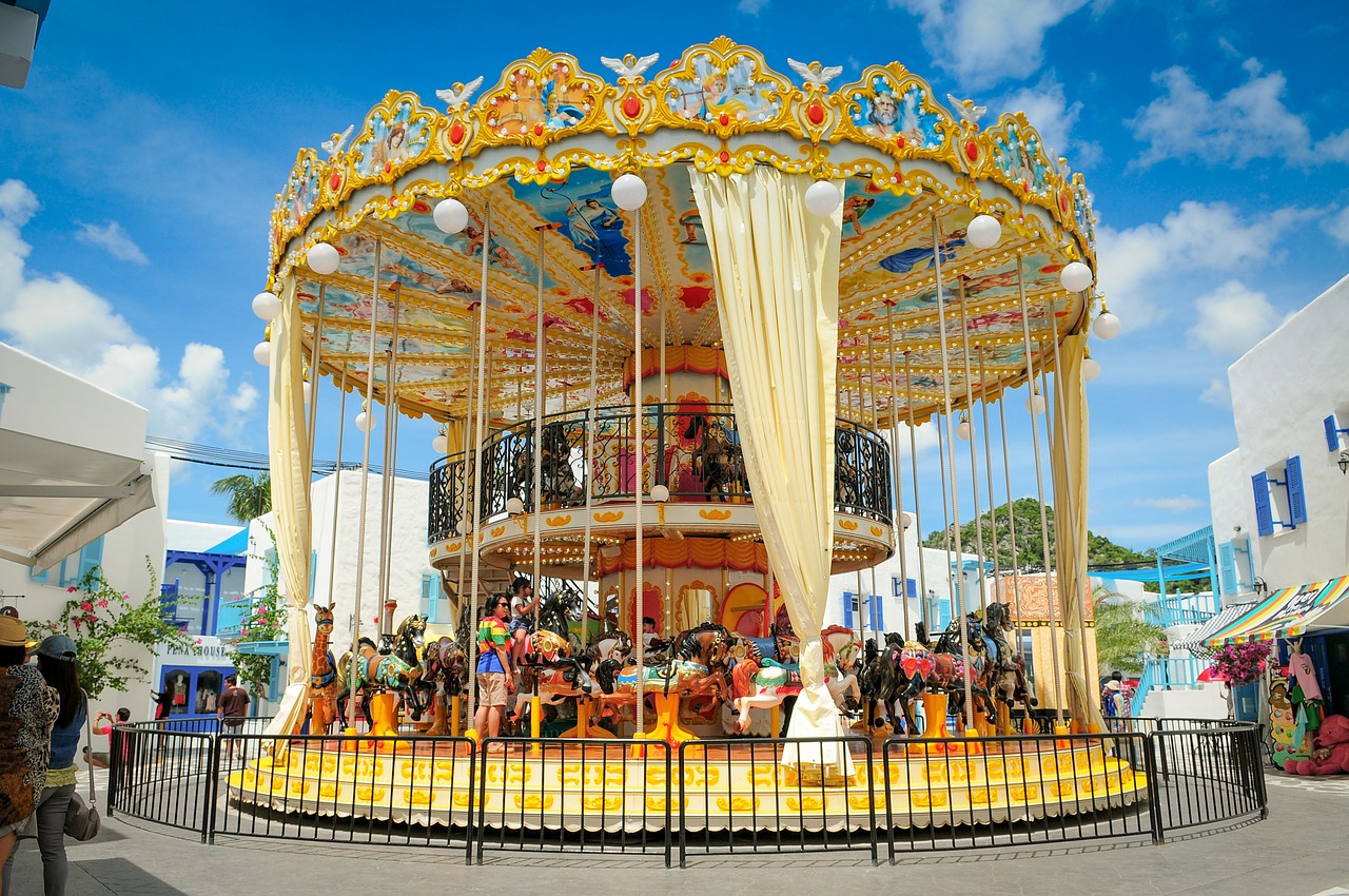 carousel amusement park fun free photo