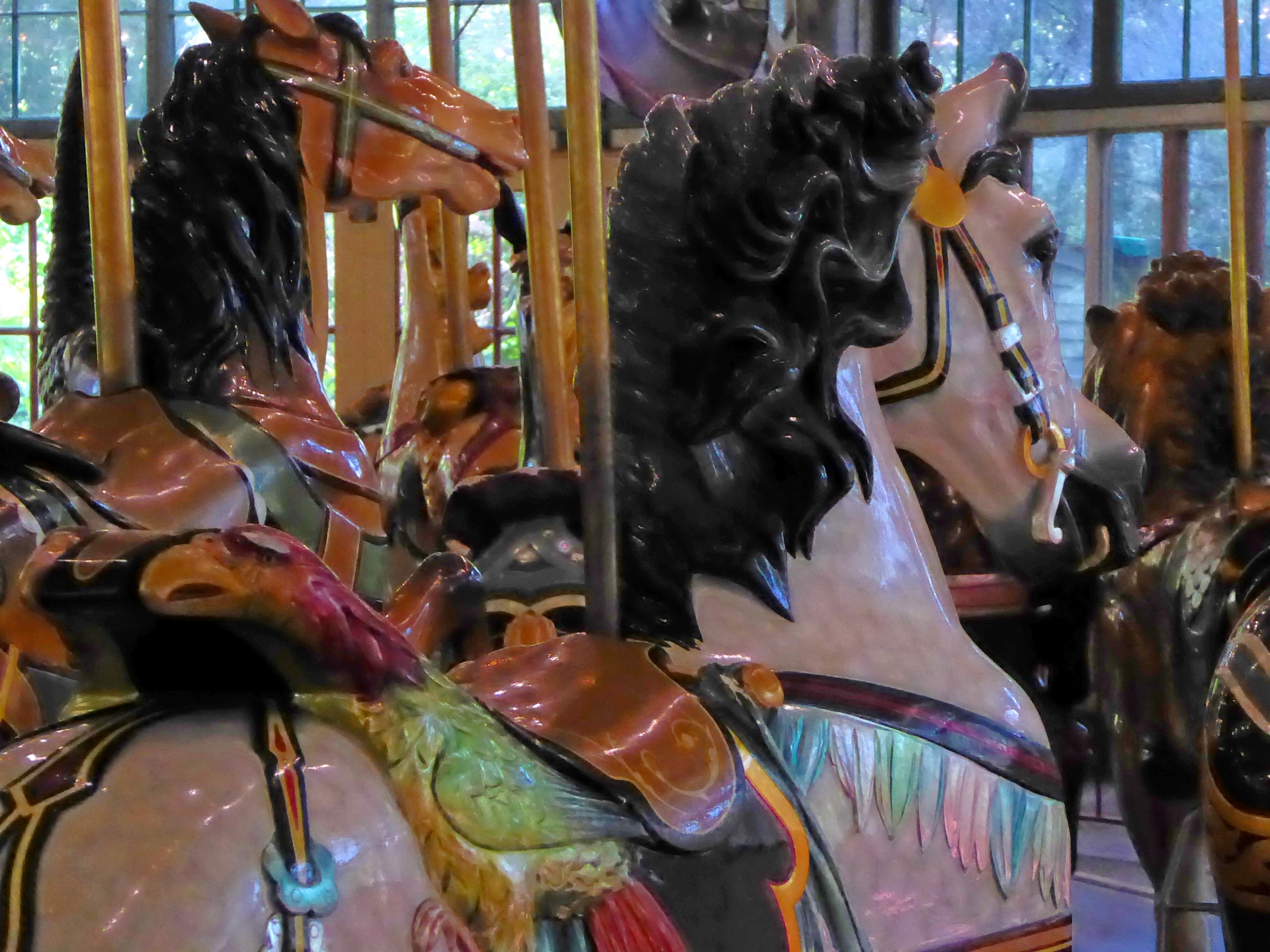 white carousel horse back view rider's view free photo