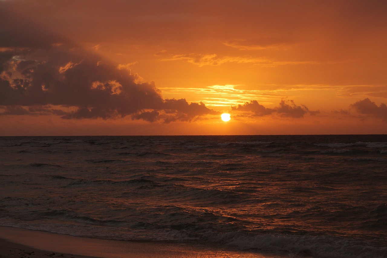 carribean sunset sea free photo