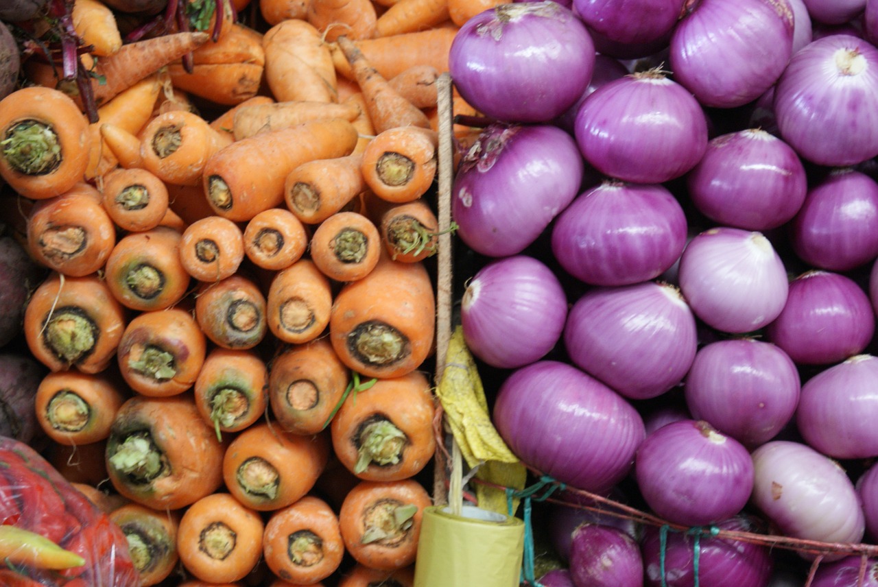 carrot and onion market ecuador free photo