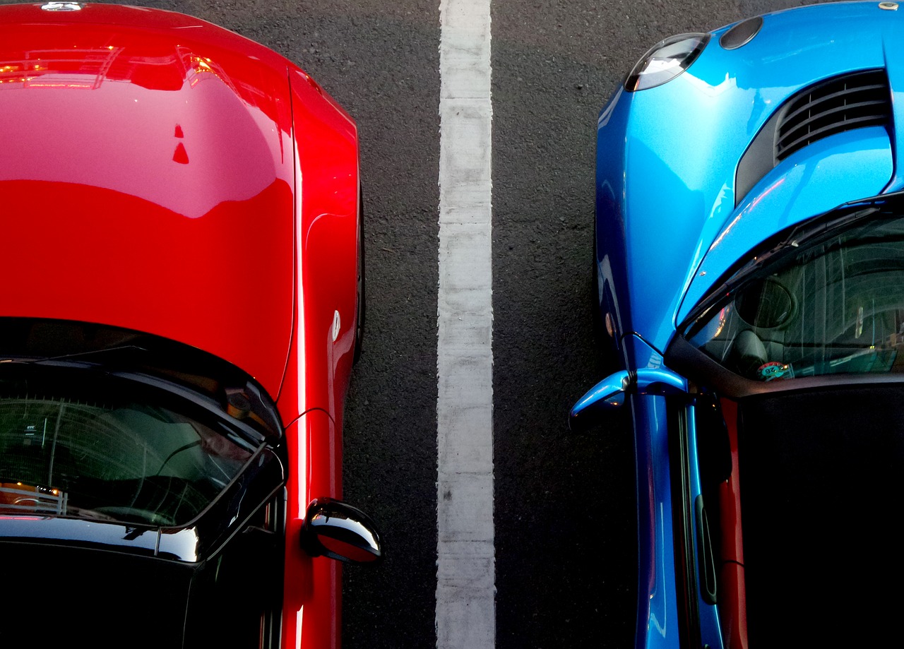 cars blue red free photo