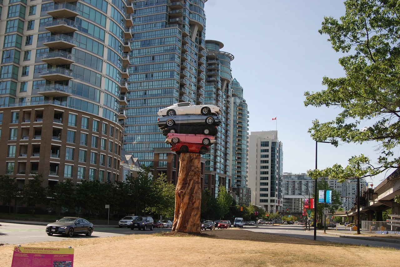 cars  vancouver  statue free photo