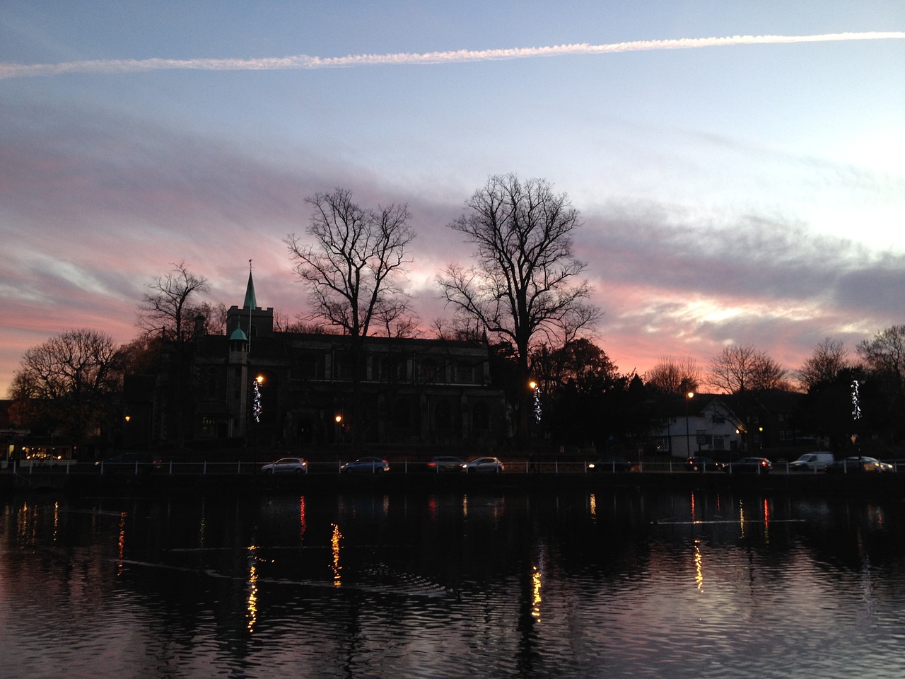 carshalton sunset reflection free photo