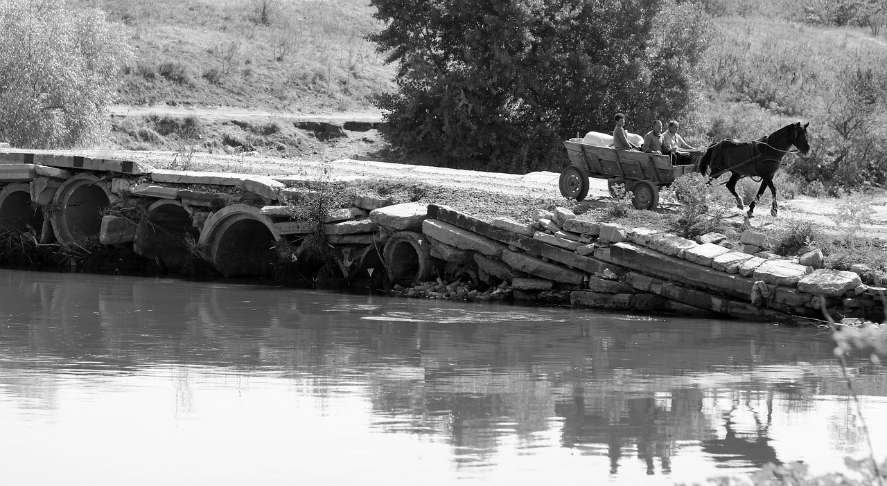 cart bridge reflection free photo