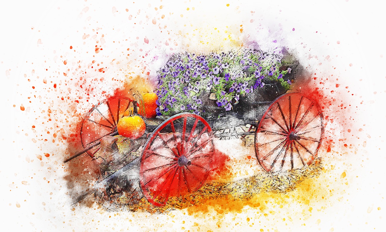 cart  oldtimer  flowers free photo