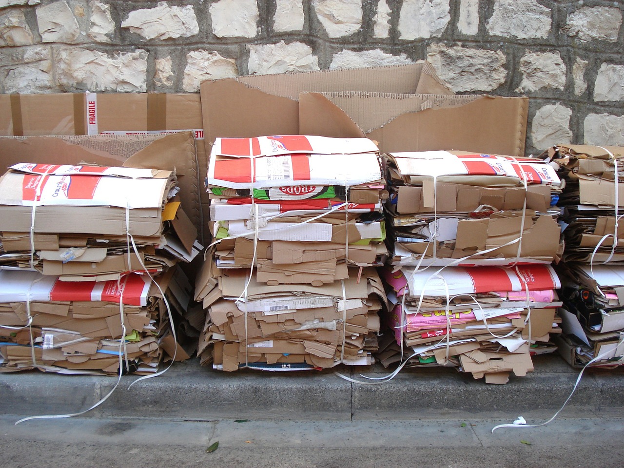 cartons recycling wall free photo
