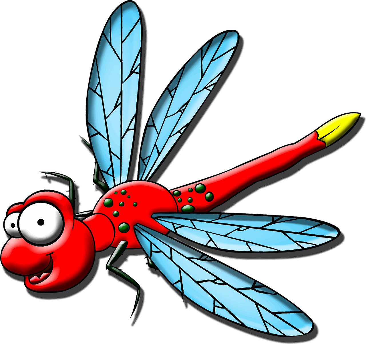 Download free photo of Cartoon,character,dragonfly,flying,happy - from  