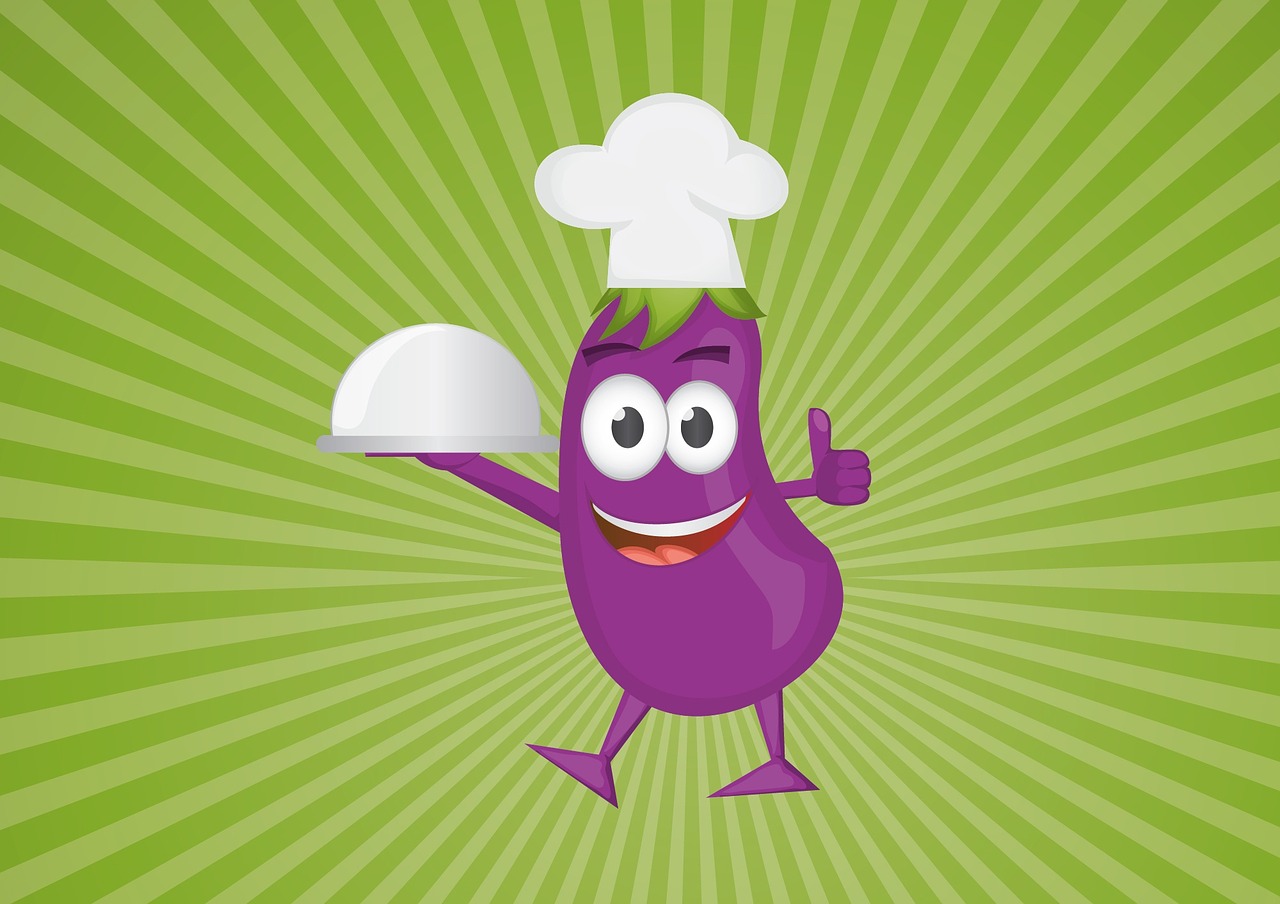 chef aubergine cartoon free photo