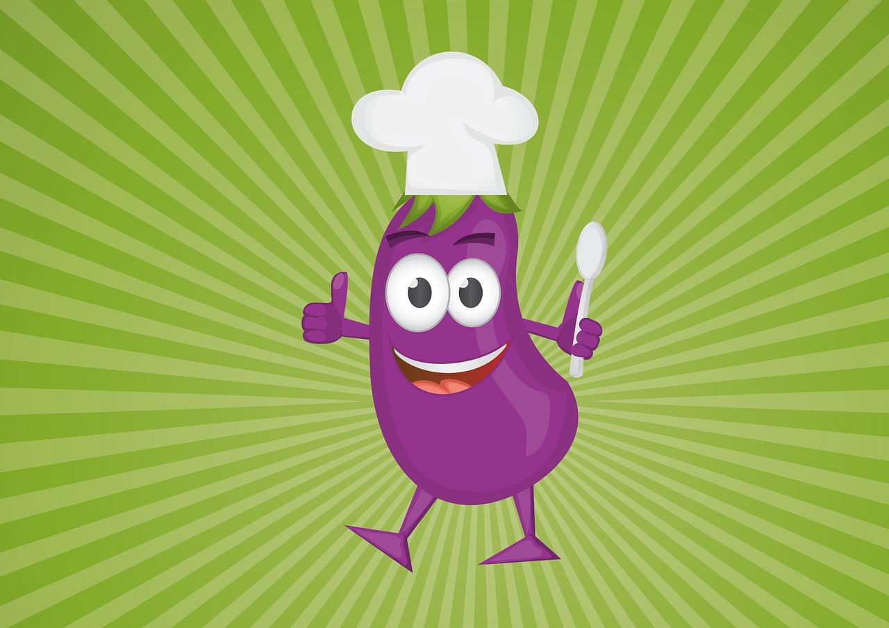 chef aubergine cartoon free photo