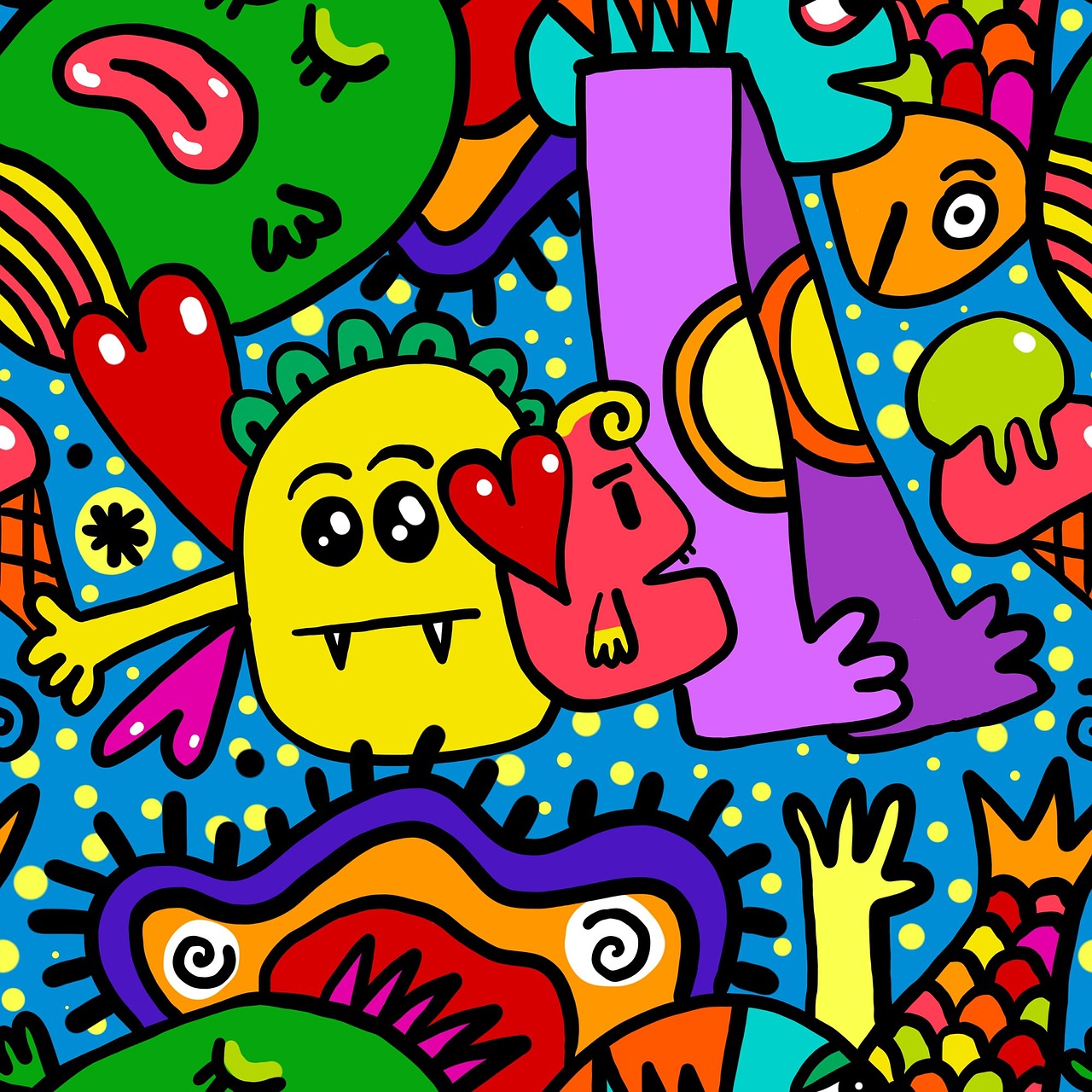 cartoon doodle pattern free photo