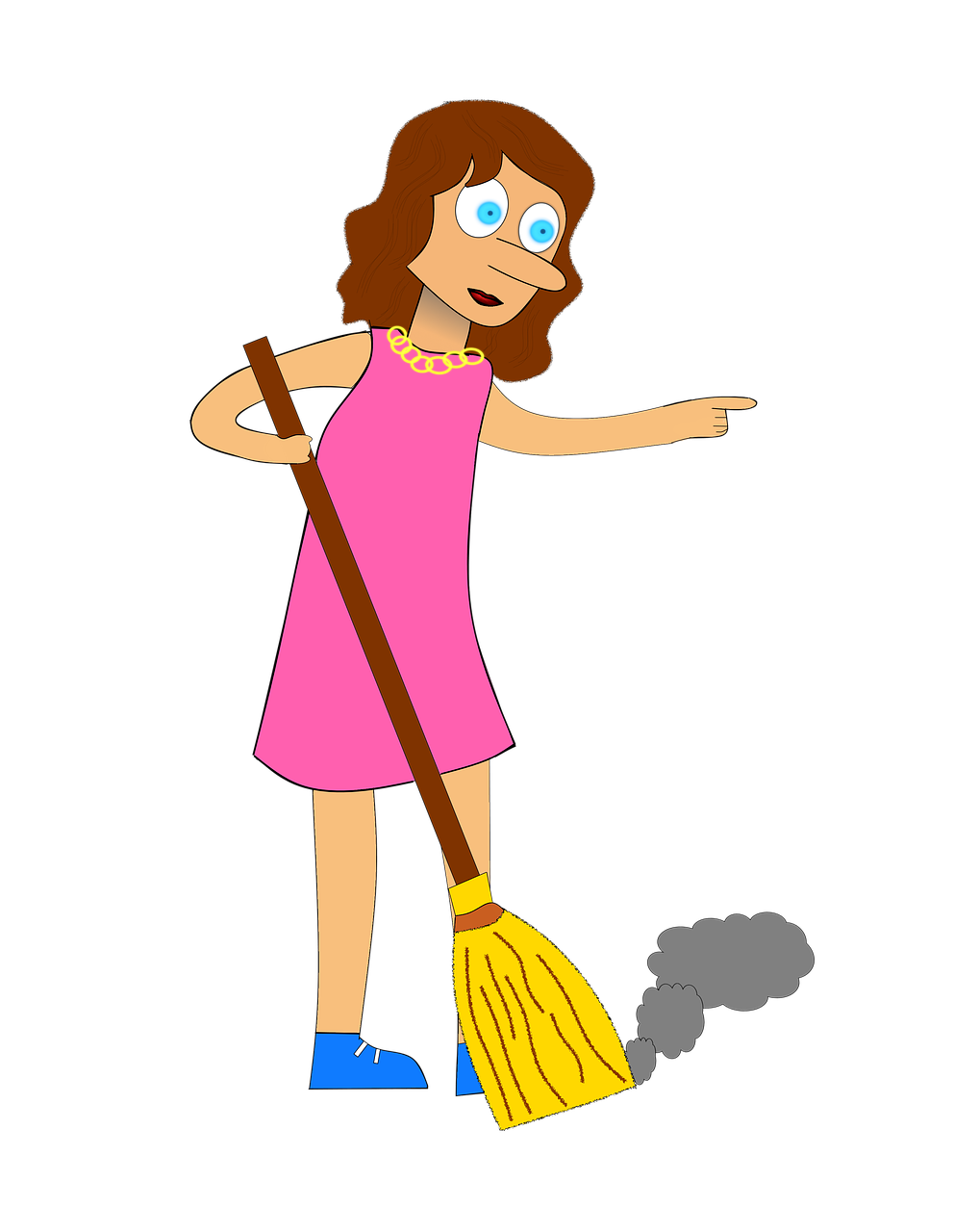 cartoon woman sweeps free photo