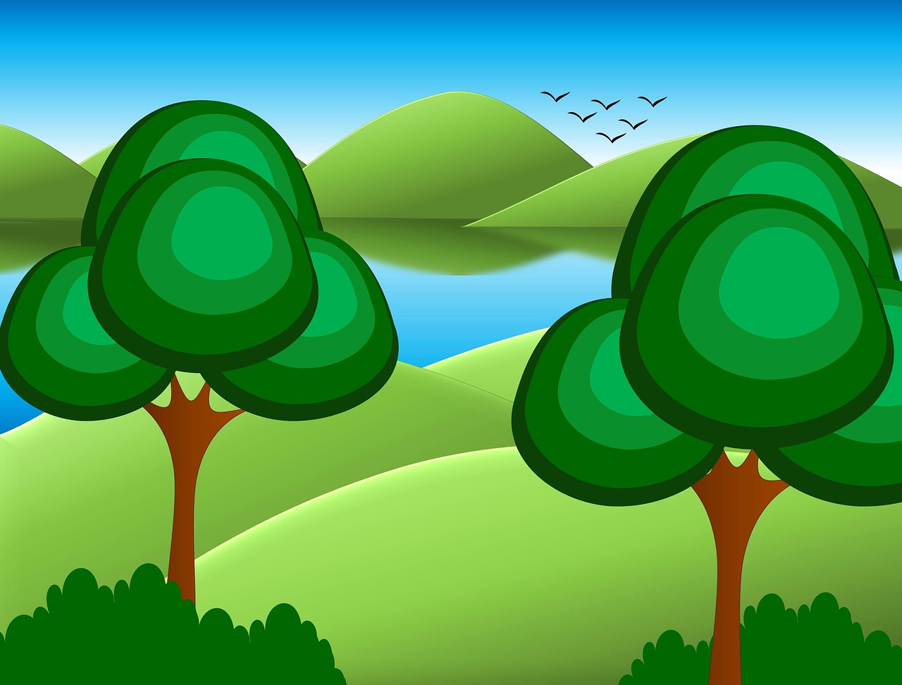 cartoon background trees free photo