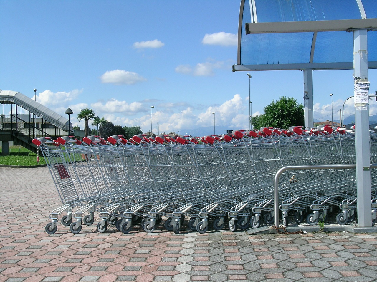 carts shopping trolleys supermarket free photo