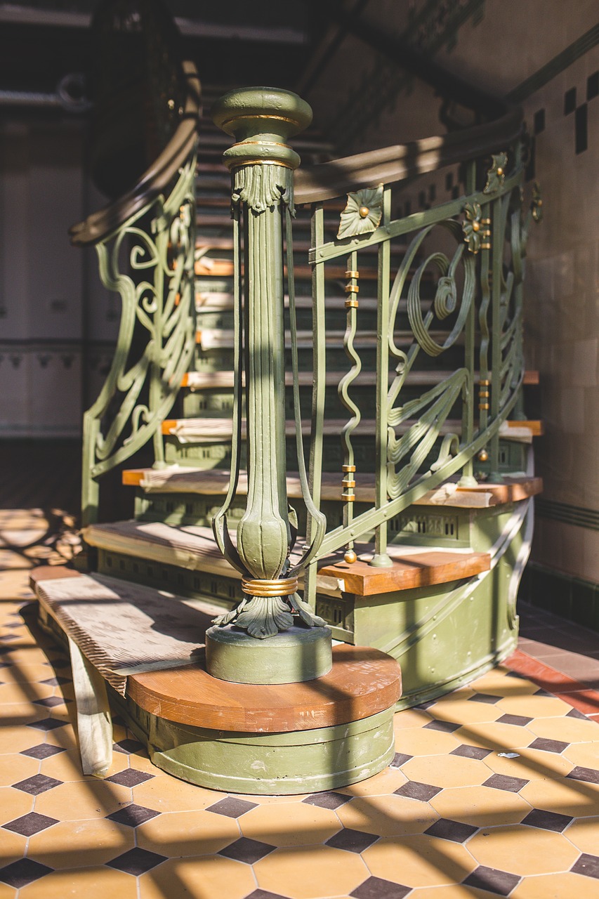 carved railing stairs free photo