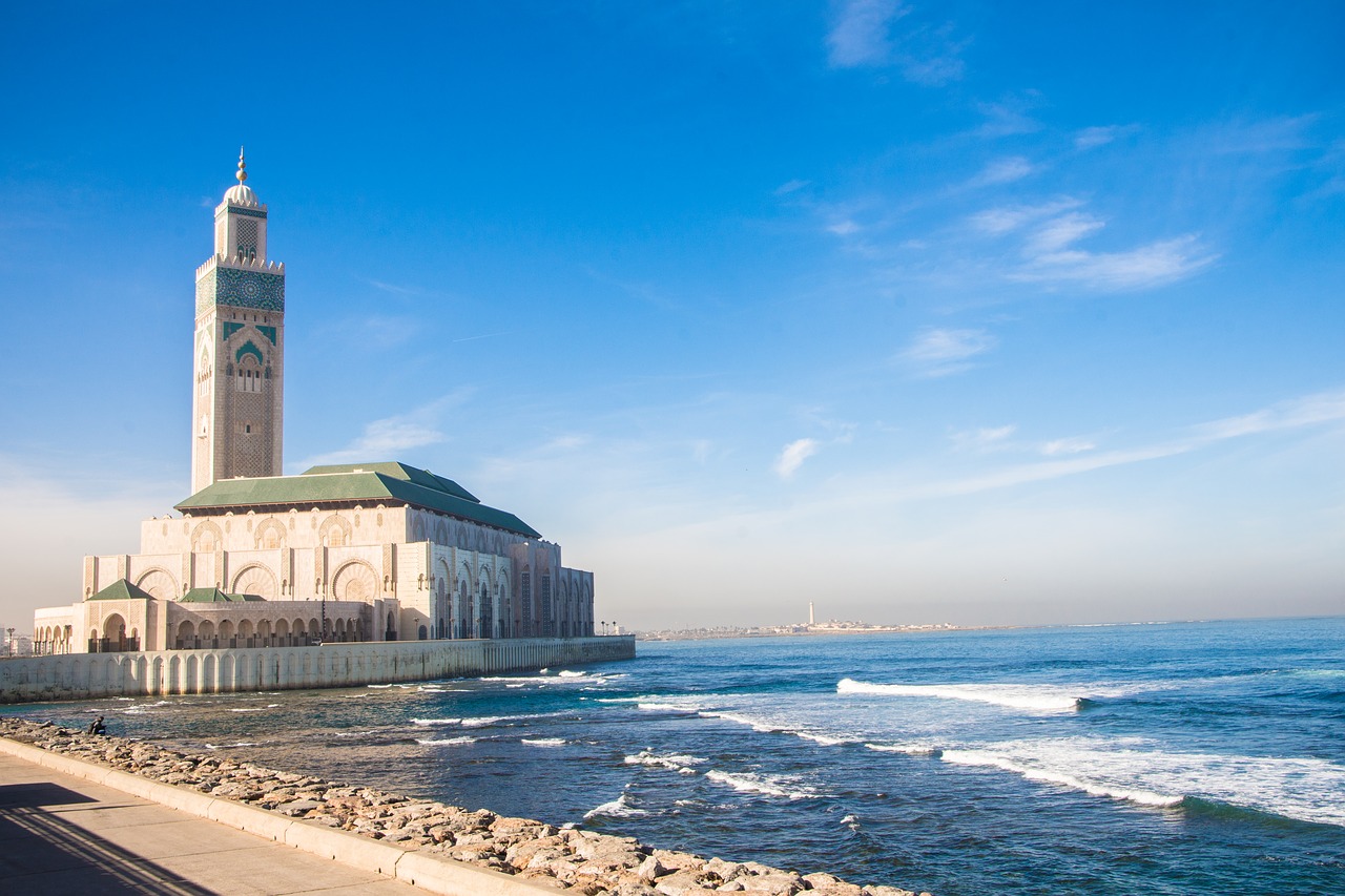 casablanca mosque sea free photo