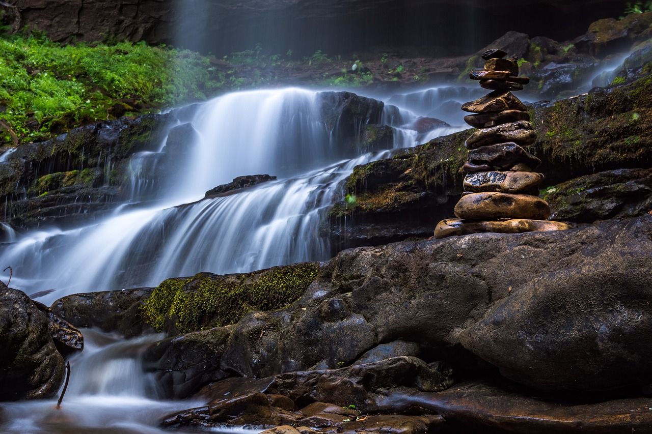 cascade fall flowing free photo