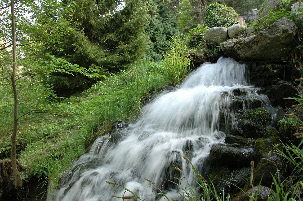 cascade water green free photo