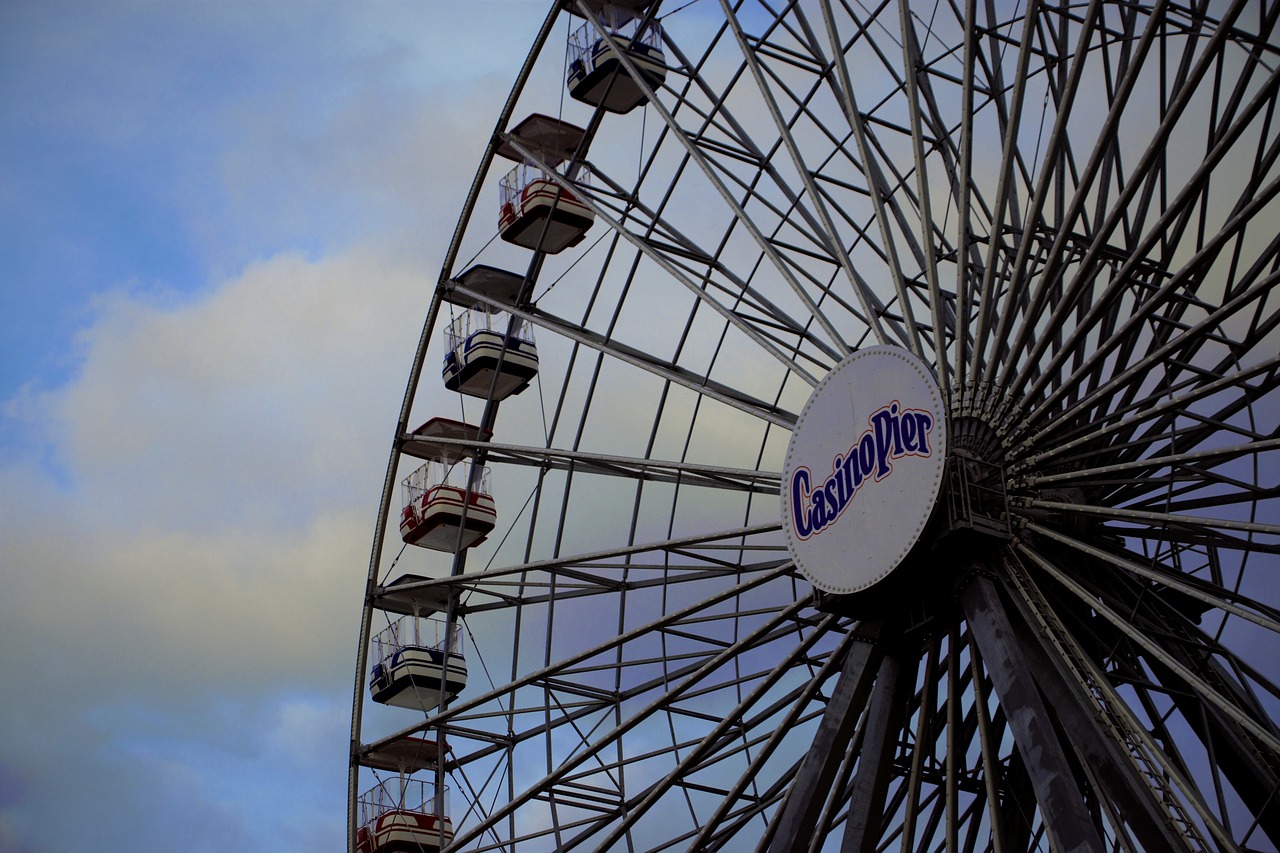 casino pier ferris wheel seaside free photo