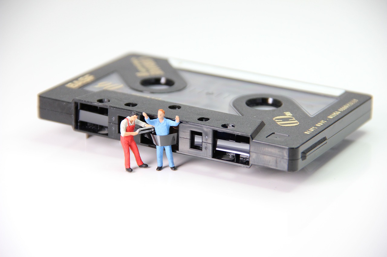 cassette caught miniature figures free photo