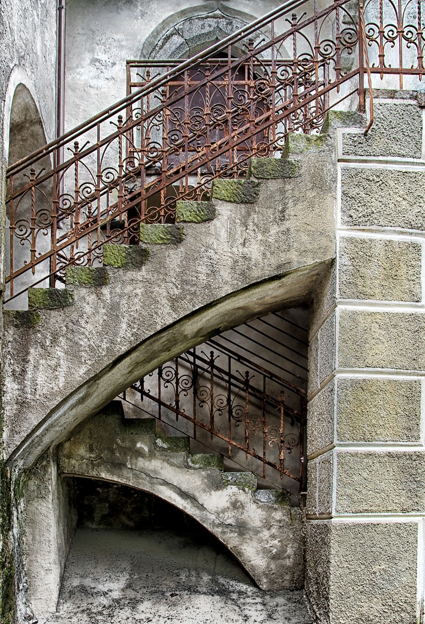 castle stone stairway historically free photo