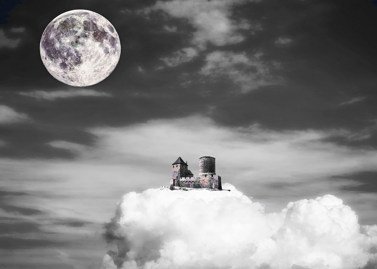 castle cloud moon free photo