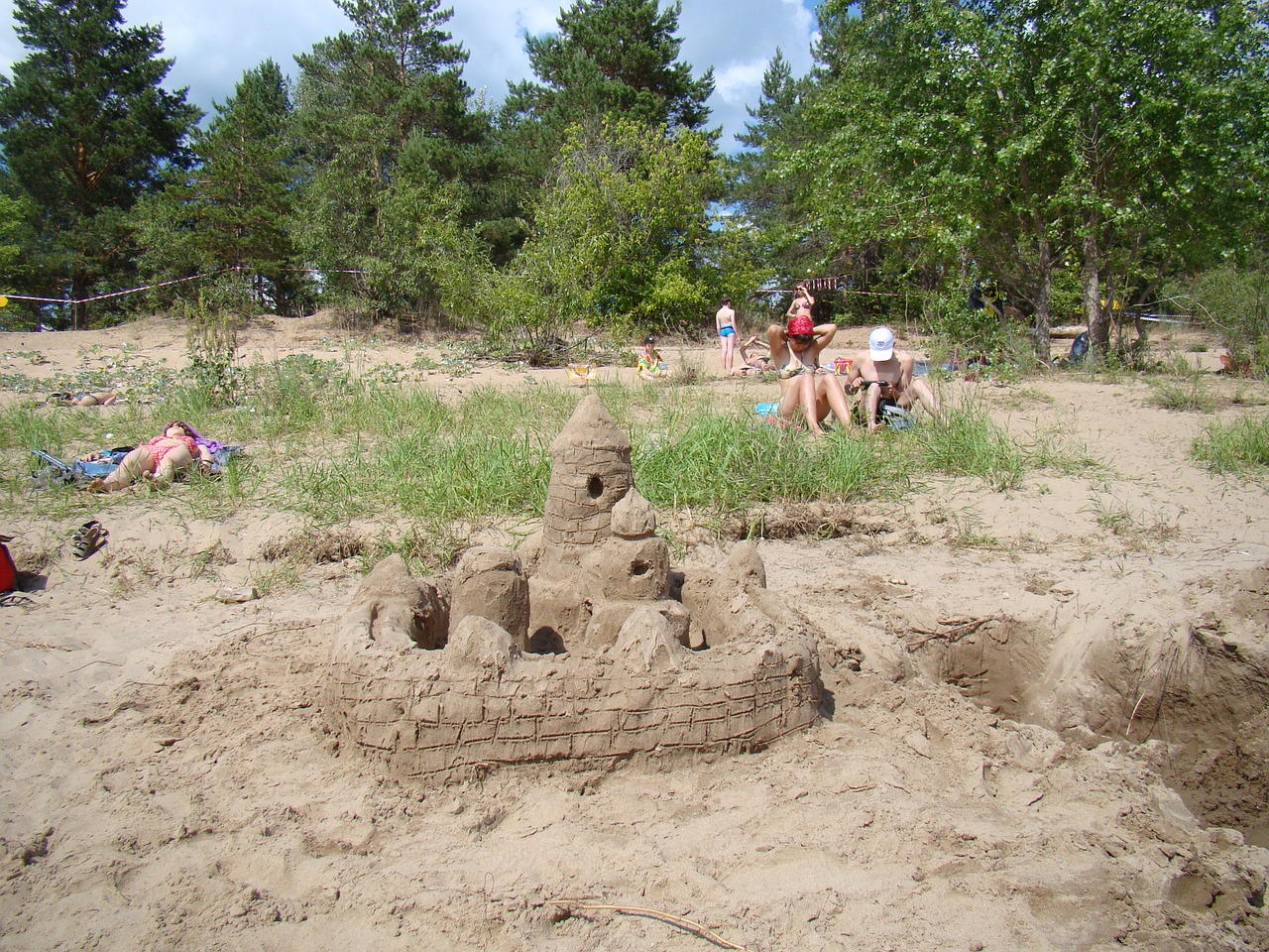 castle from sand river bank free photo