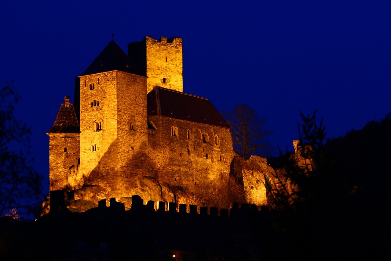 castle night dark blue free photo