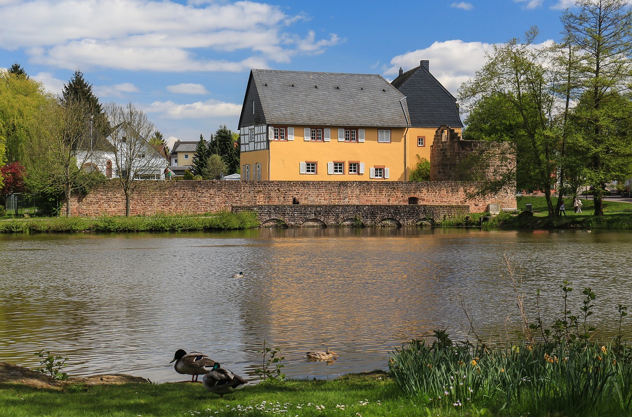 castle pond romantic free photo