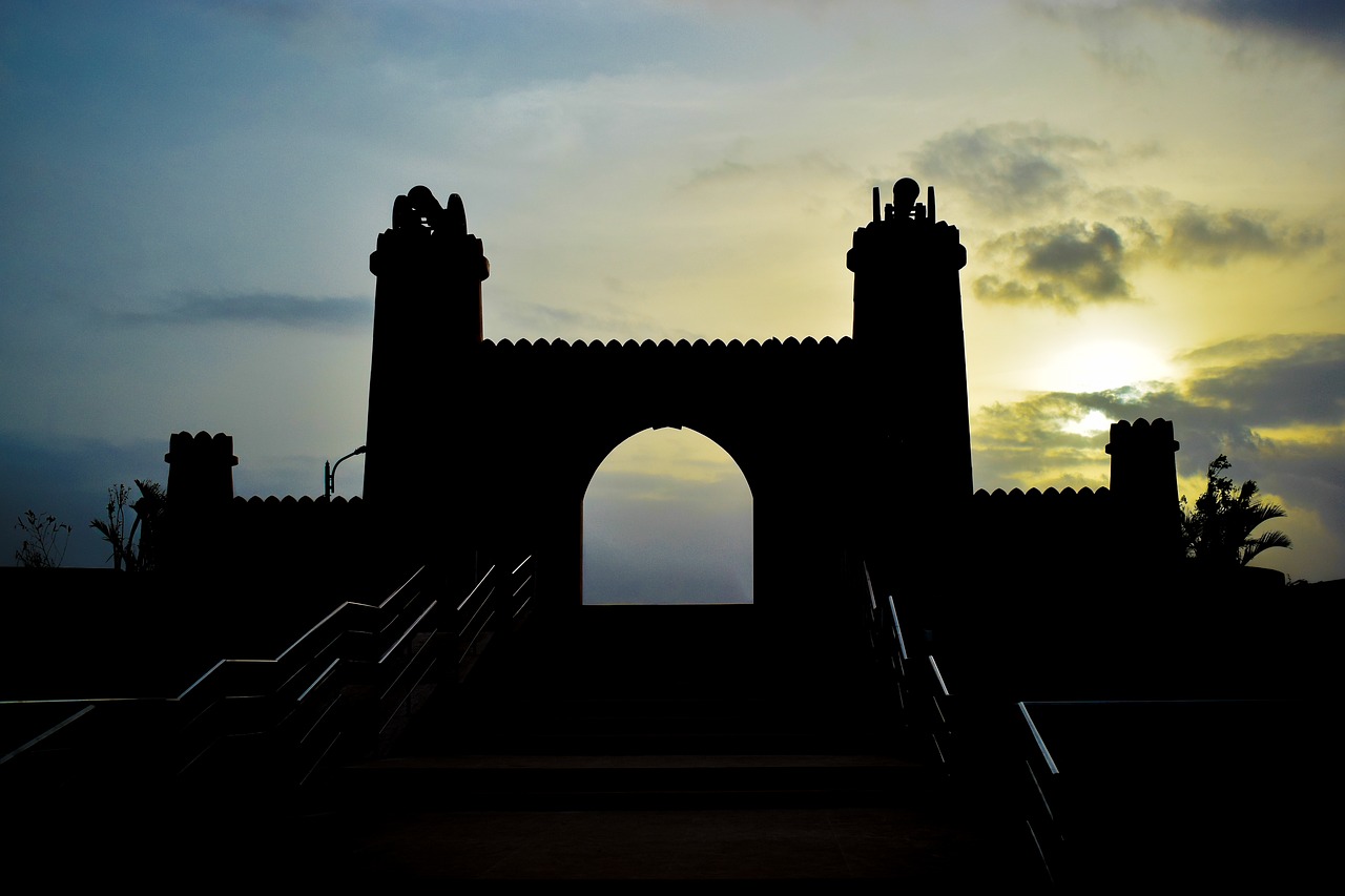 castle  colorful sky  nature free photo