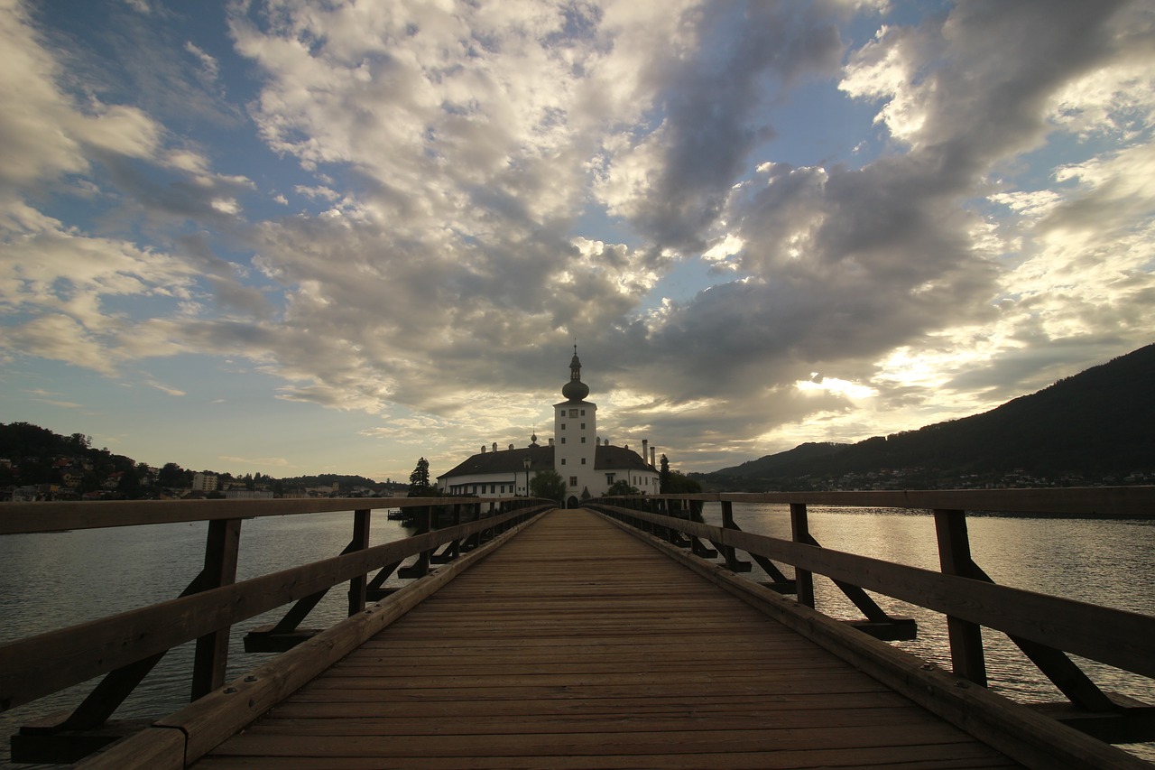 castle  traunsee  clouds free photo