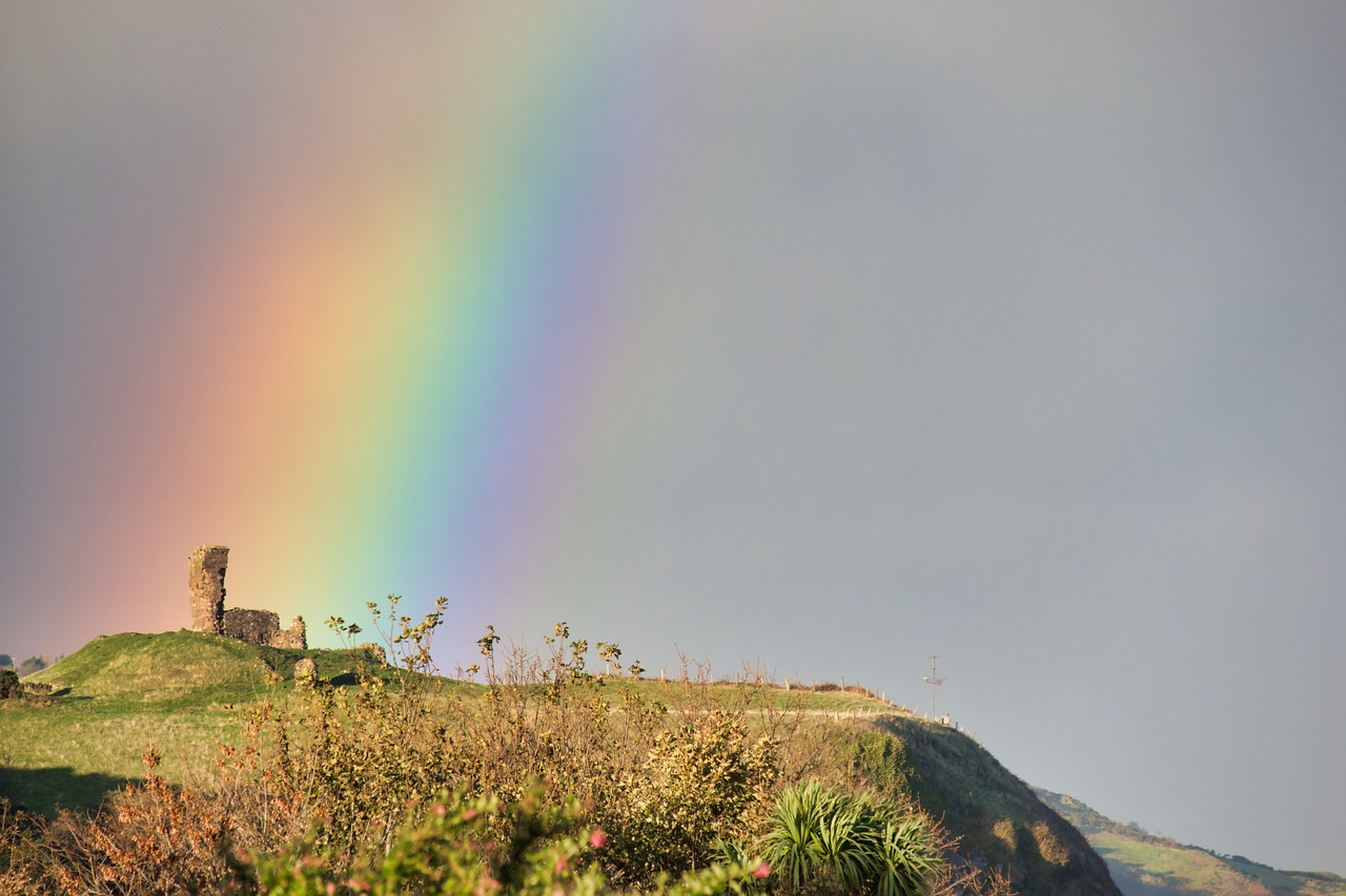 castle  rainbow  ruin free photo