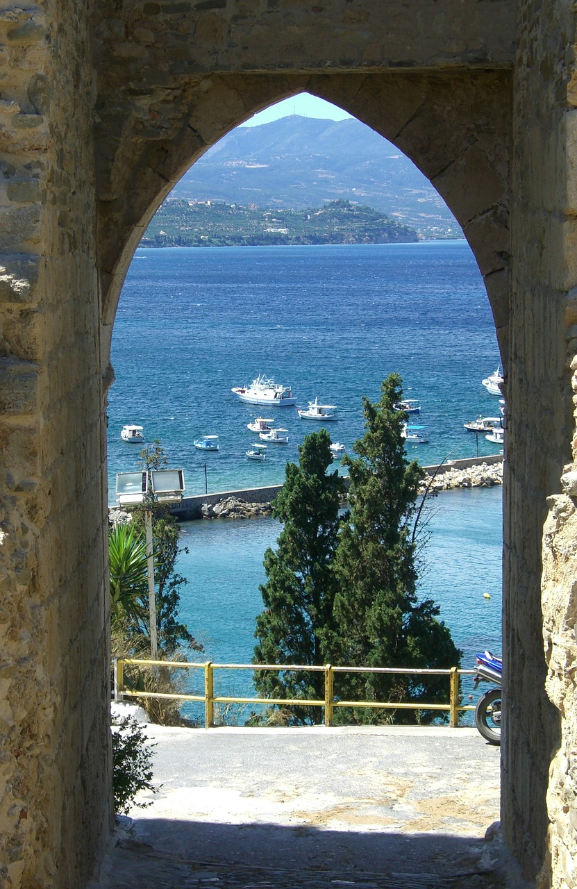 castle gate pilos greece free photo