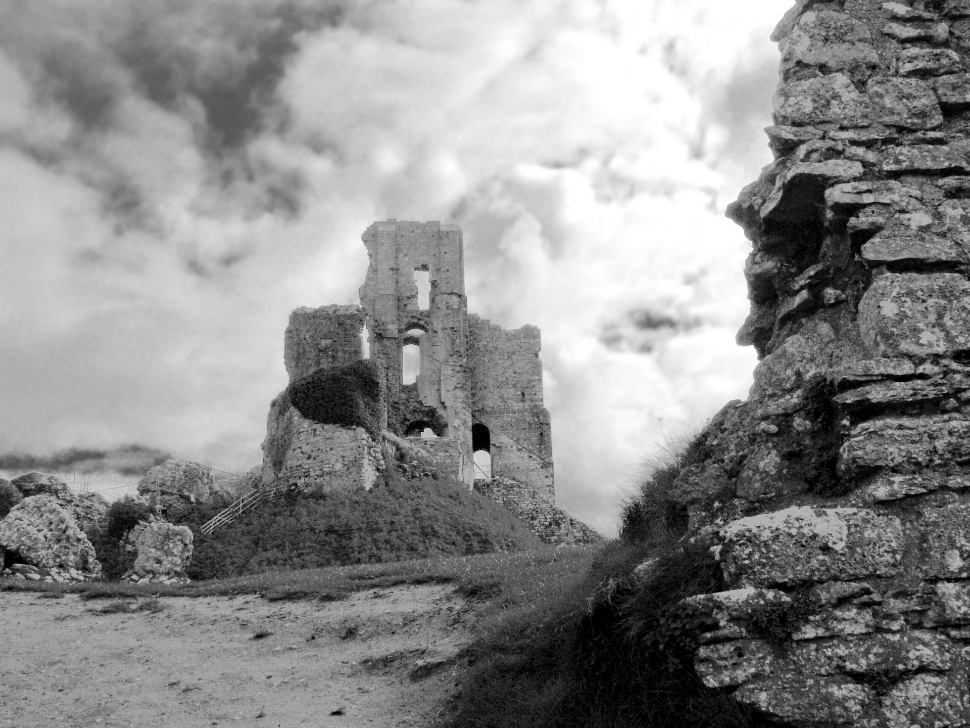 ruins corfe corfe castle free photo