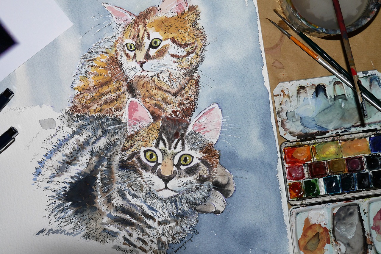 cat paint painting free photo