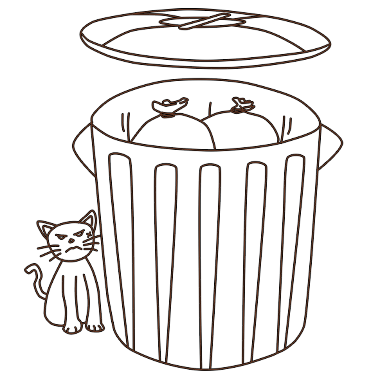 cat trashcan garbage free photo