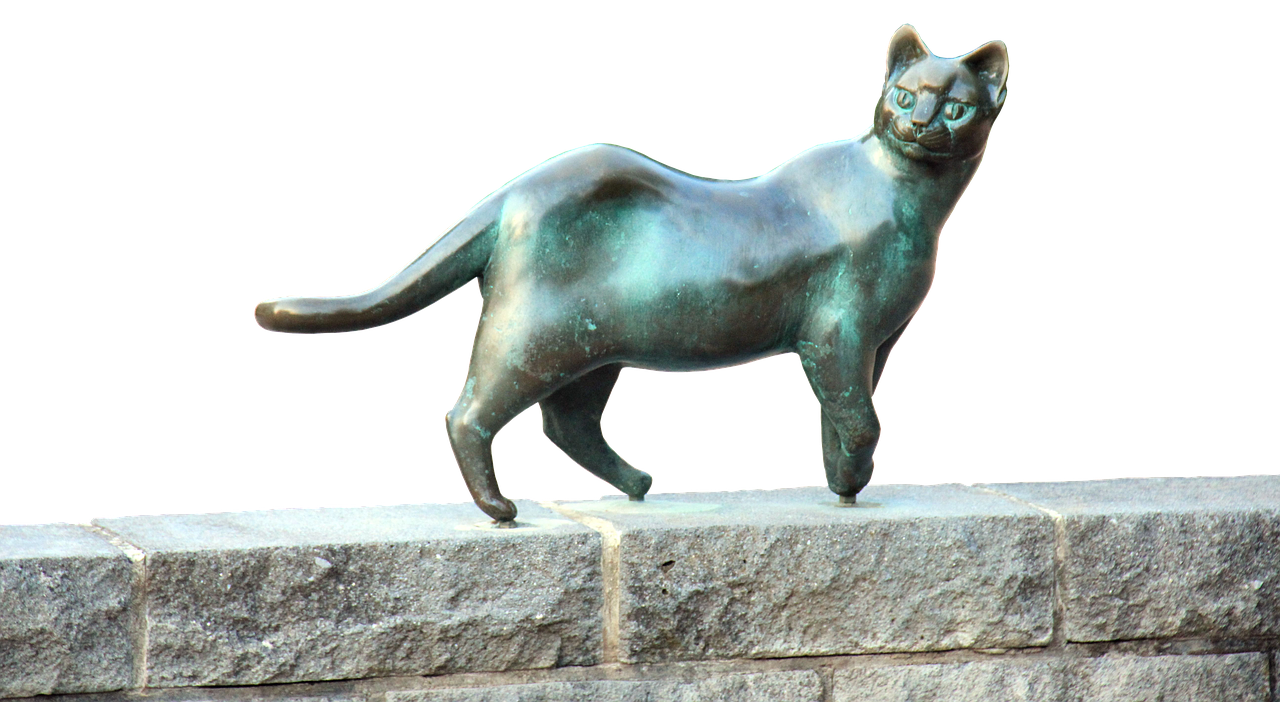 cat bronze statue free photo