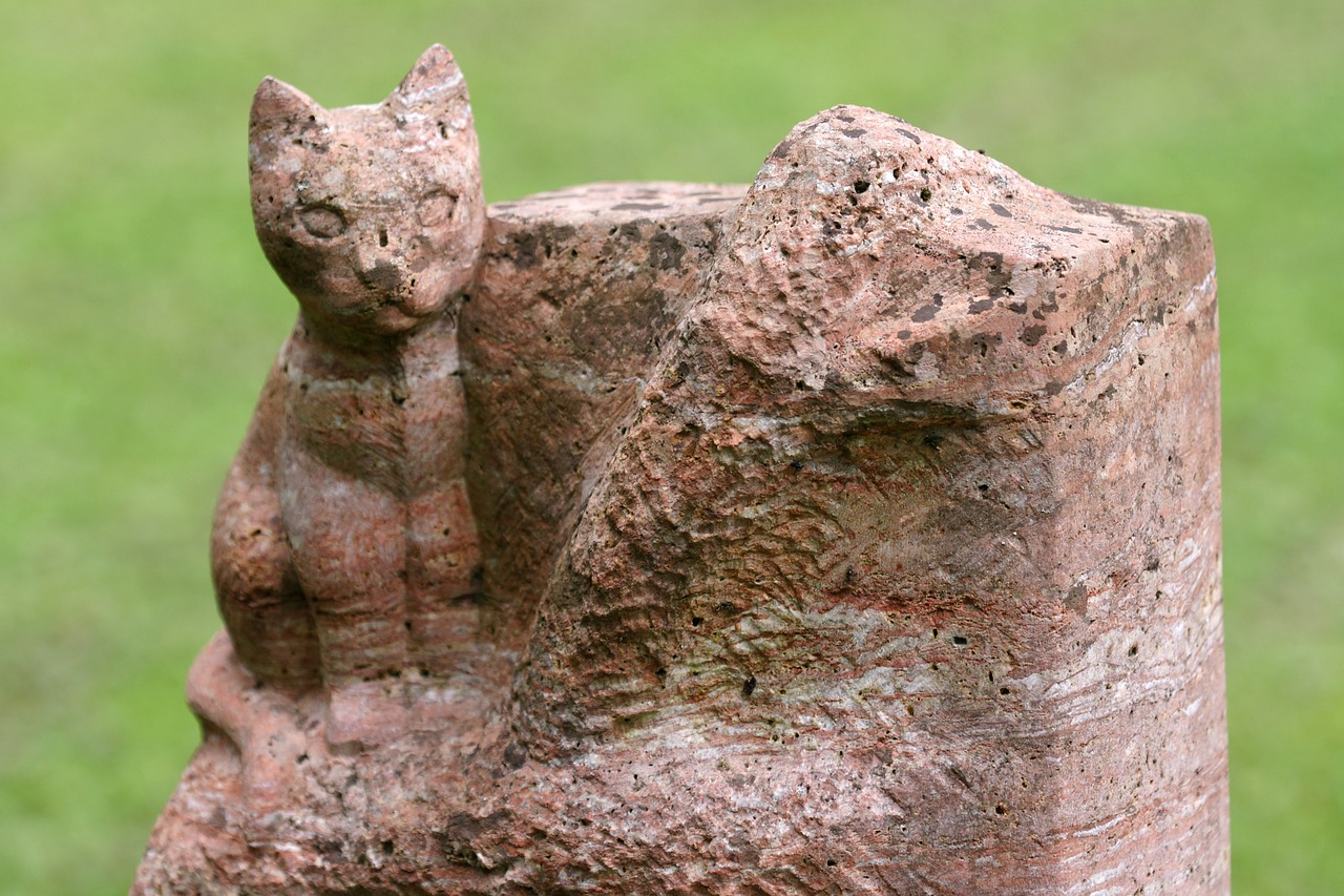 cat stone artwork free photo