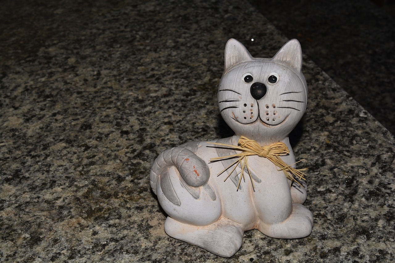 cat stone decoration free photo