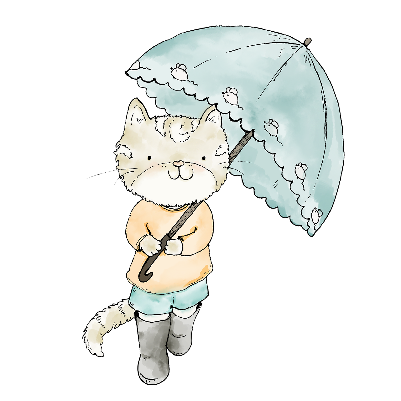 cat  cute cat  umbrella free photo