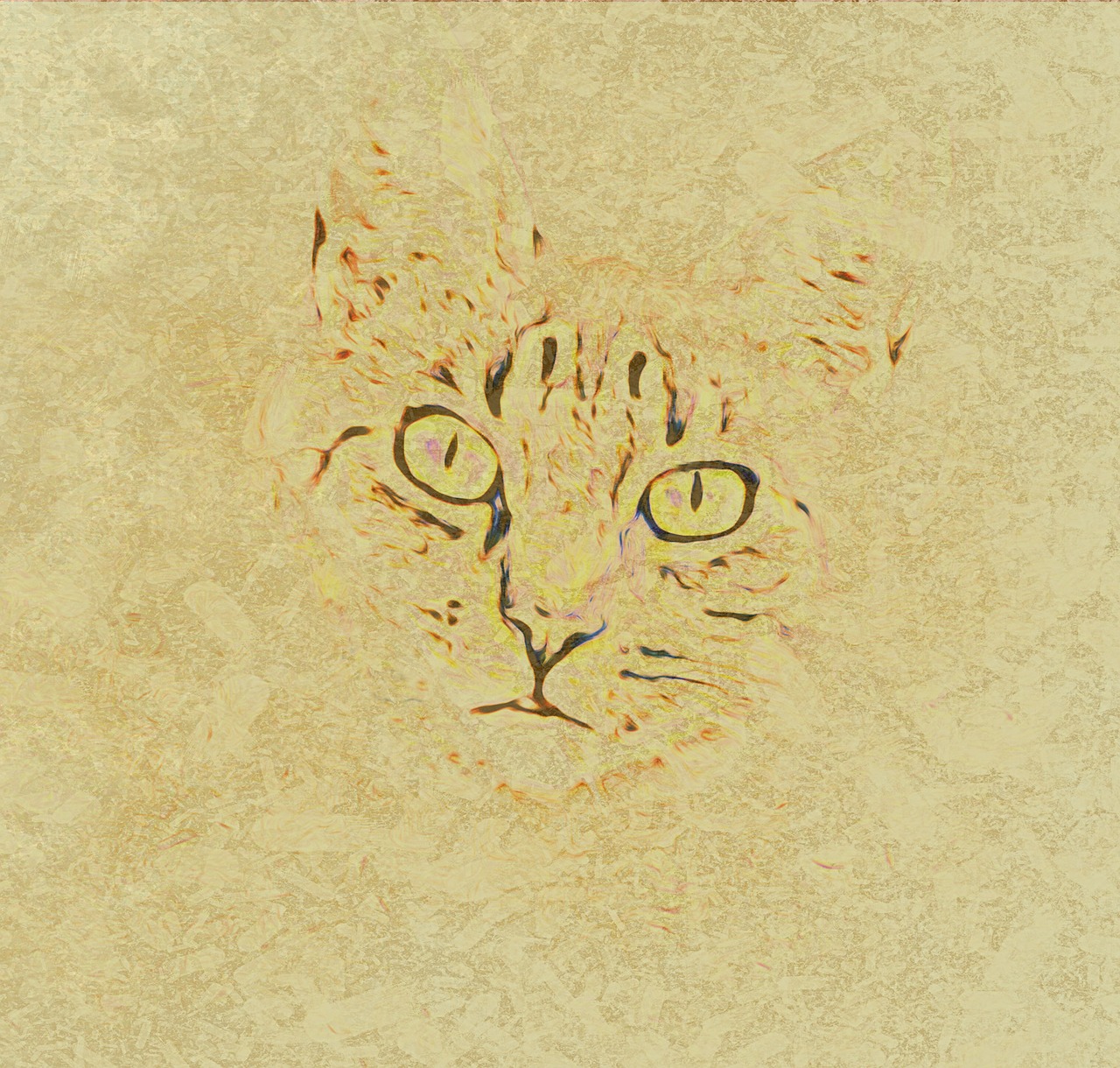 cat drawing art sepia free photo